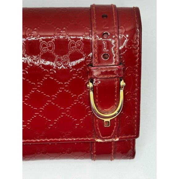 Gucci Red Patent Leather GG Nice Monogram Wallet with  COA - Picture 5 of 16